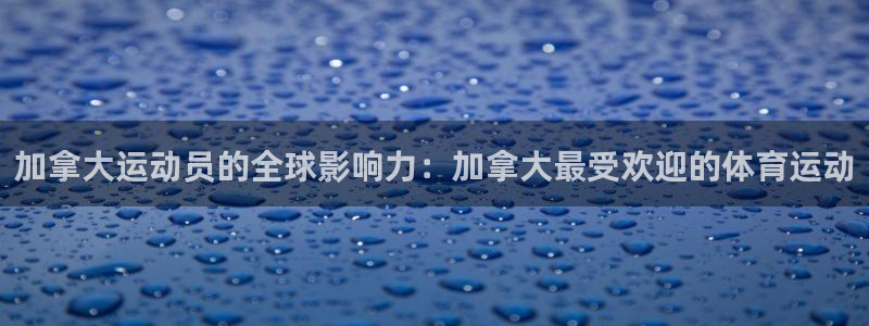 3377体育官网入口网页版：加拿大运动员的全球影响力：加拿大最受欢迎的体育运动
